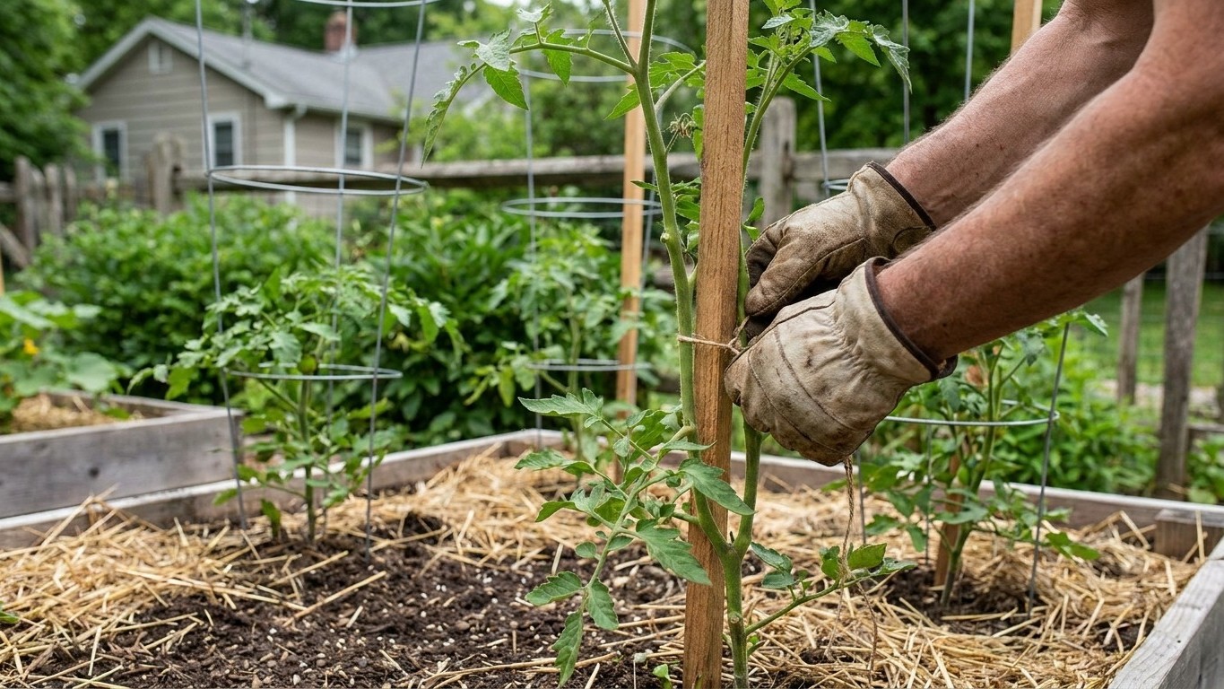 Staking and Caging Tomatoes