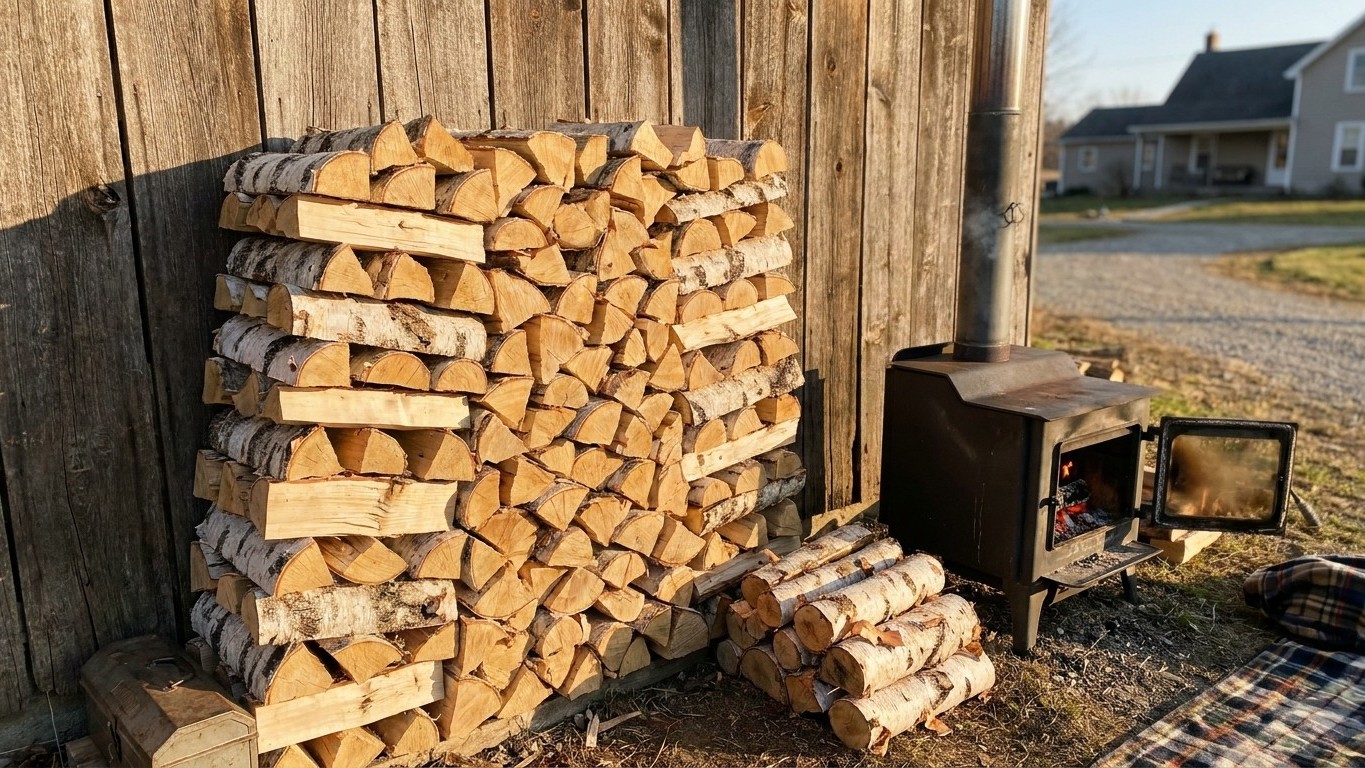 Birch as Firewood: Heat, Smoke and Sparks