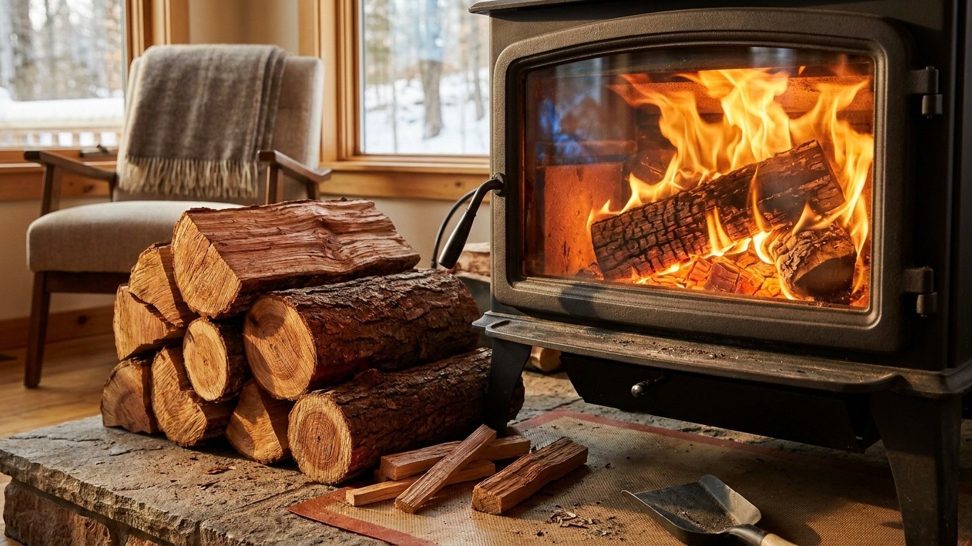 Red oak as Firewood: Heat, Smoke and Sparks