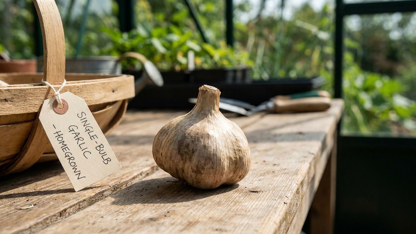 Garlic That Grew One Round Bulb Instead of Cloves