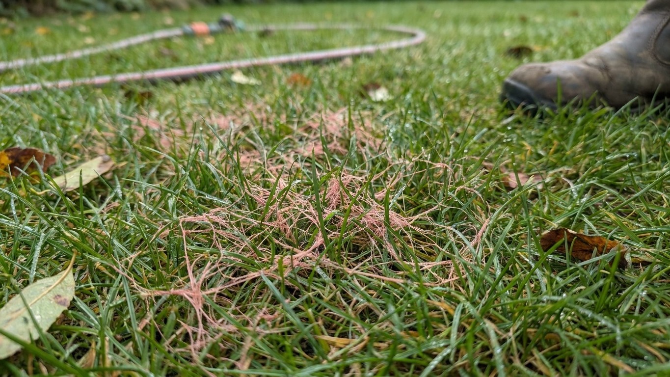 Red Thread: Pink Threads on Grass That Needs Feeding