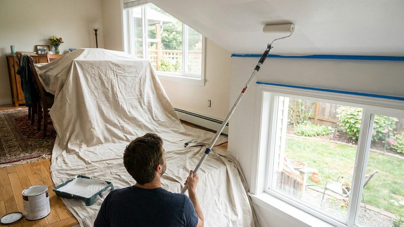 Painting a Ceiling Without Ruining Your Neck or the Walls