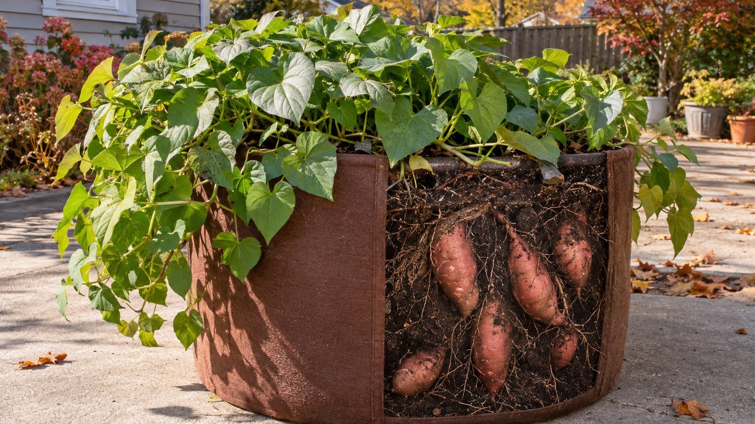 Sweet Potatoes in a Container
