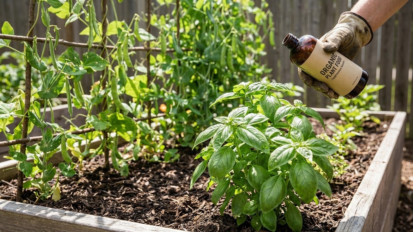 Basil Wants Nitrogen — Unlike the Beans and Peas Beside It