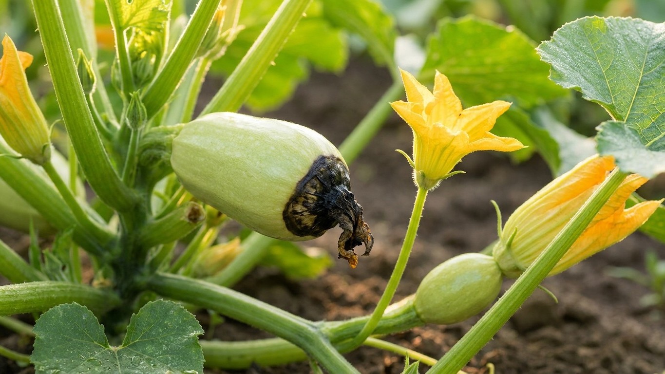 Young Squash That Shrivel and Rot at the Tip