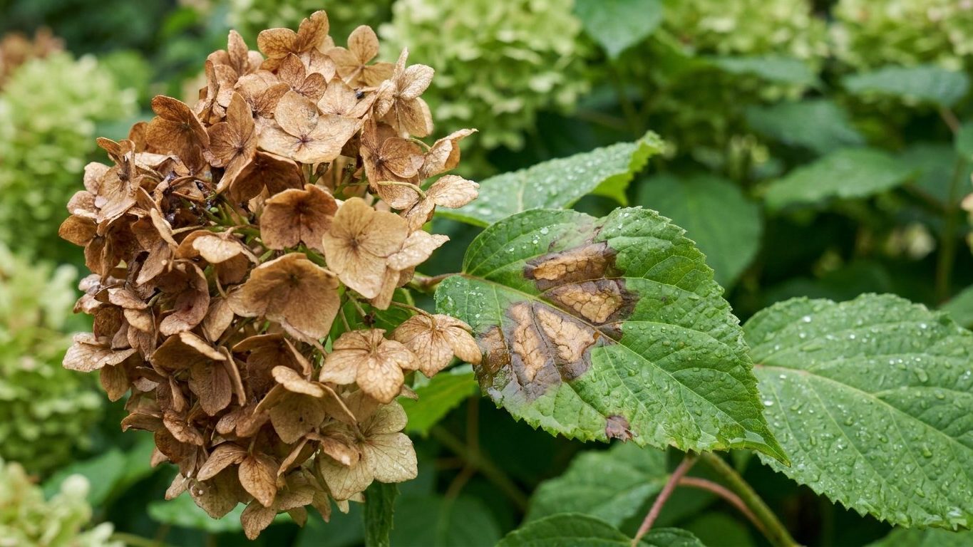Botrytis on Hydrangeas: Brown Blotches That Spread From the Flower In