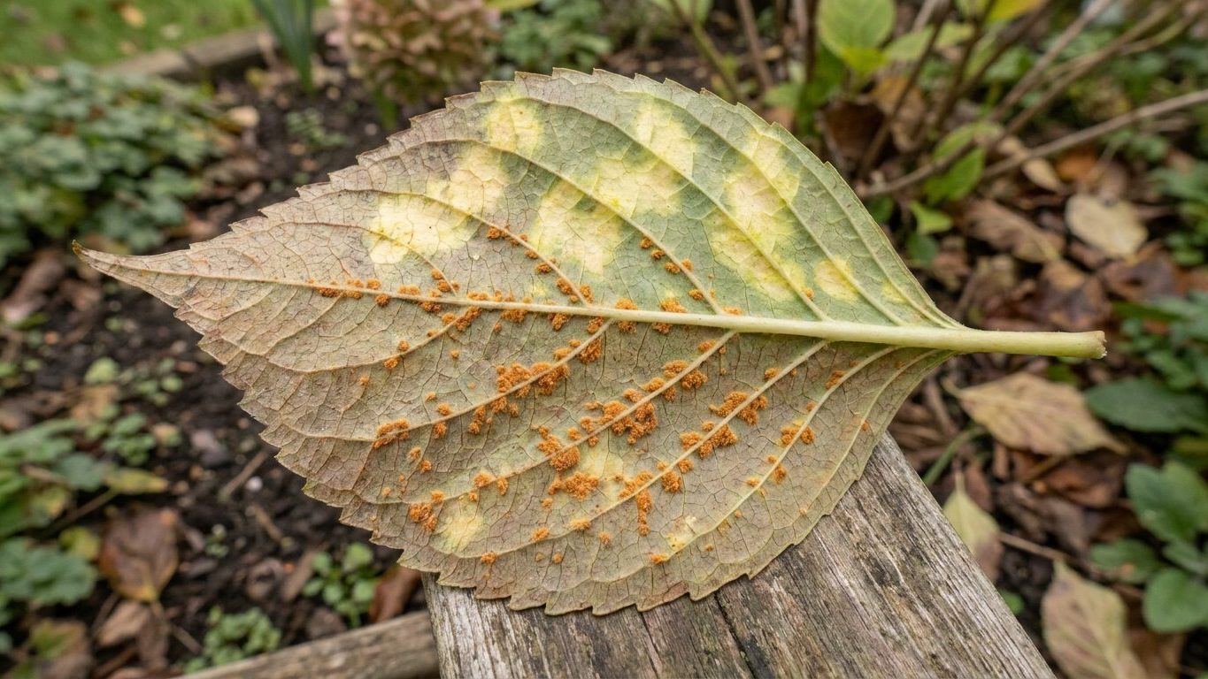 Rust on Hydrangeas: Orange Pustules Under the Leaf
