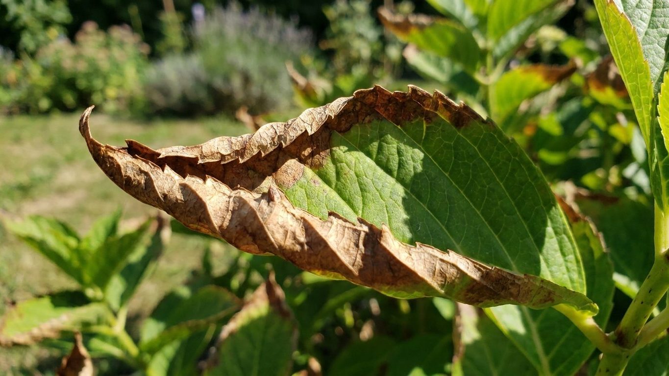 Brown, Crisp Edges on Hydrangea Leaves