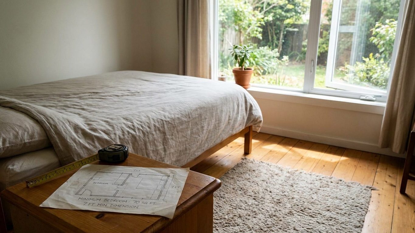 Minimum Bedroom Size: 70 Square Feet, and 7 Feet in Any Direction
