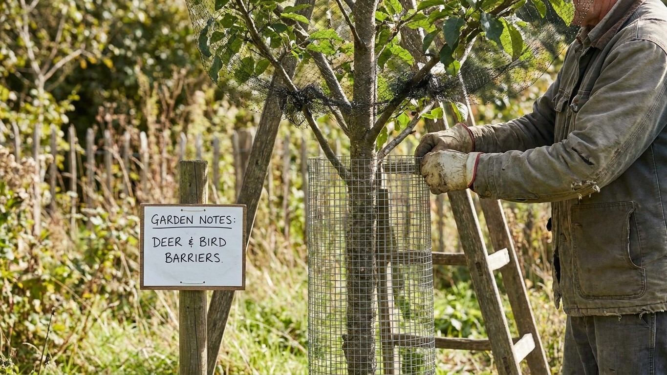 Keeping Birds and Deer Off an Apple Tree
