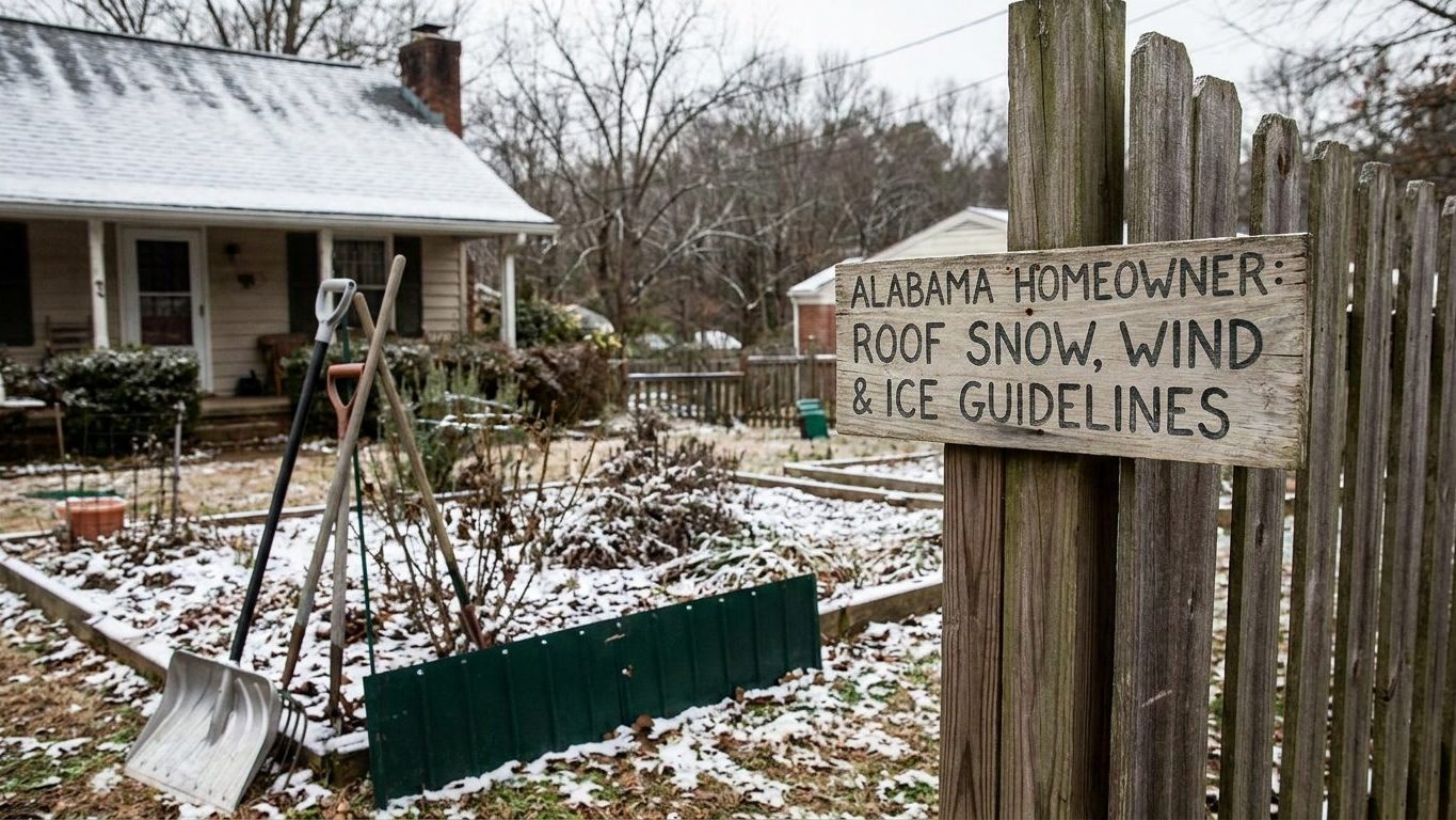 Roof Snow Load, Wind Speed and Ice Barrier Rules in Alabama