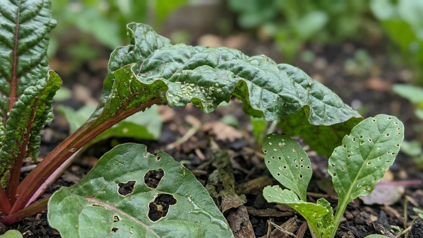 Aphids, Slugs and Flea Beetles on Swiss Chard
