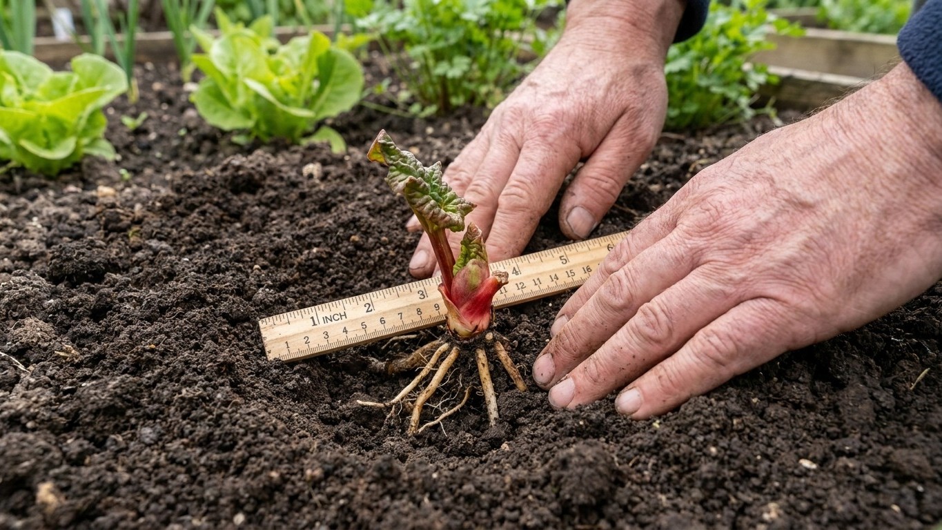 One Inch: The Planting Depth That Decides Whether Rhubarb Lives