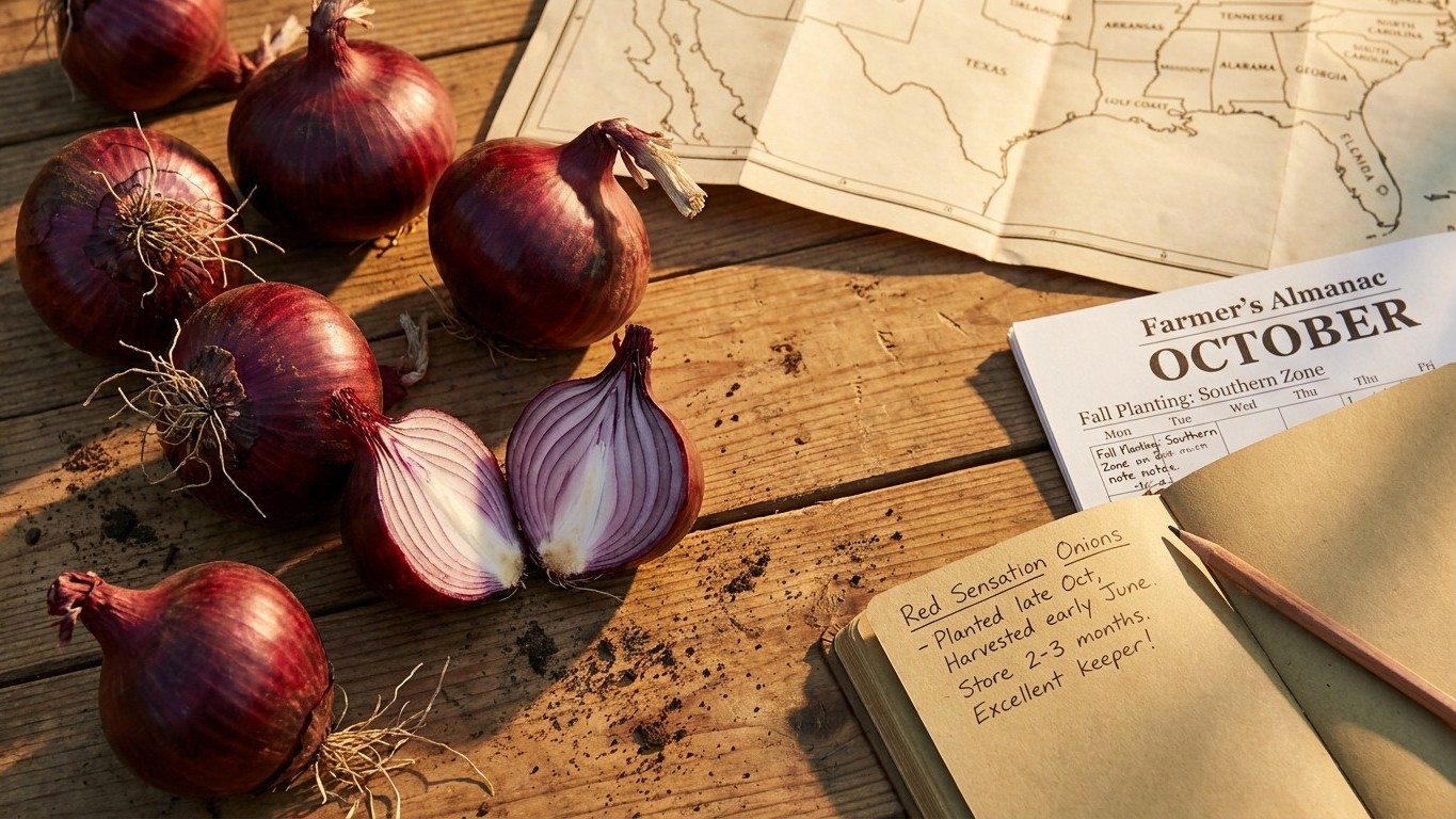 Red Sensation Onion: Where It Bulbs and How Long It Keeps