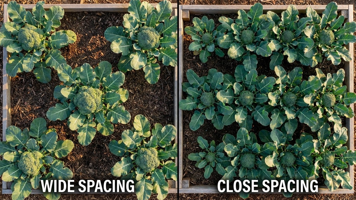Broccoli Spacing: What Closer Rows Cost the Head