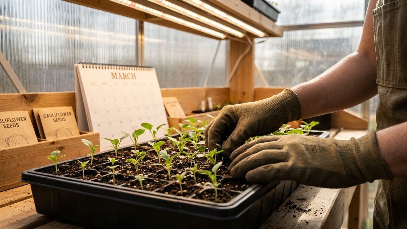 Starting Cauliflower Seed: Six to Seven Weeks, and Out One Week Later Than Cabbage