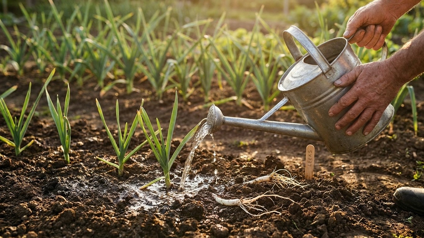 Watering Leeks: Why Shallow Roots Change the Rule