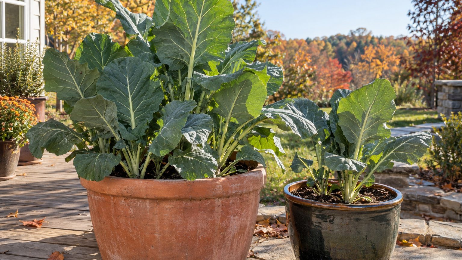 Collards in a Container