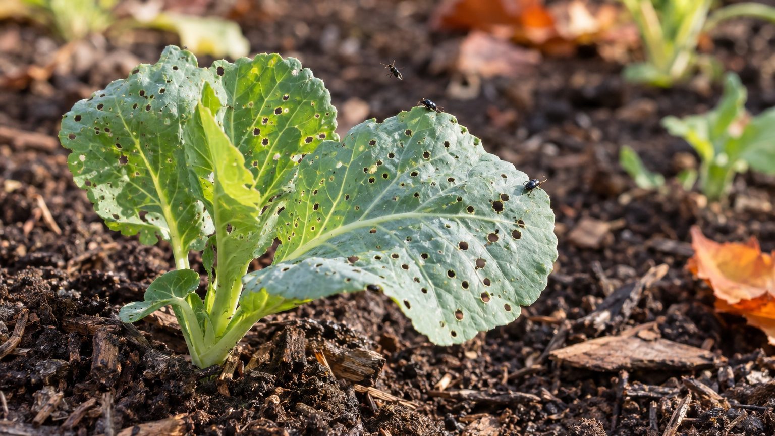 Shot Holes in Young Collard Leaves