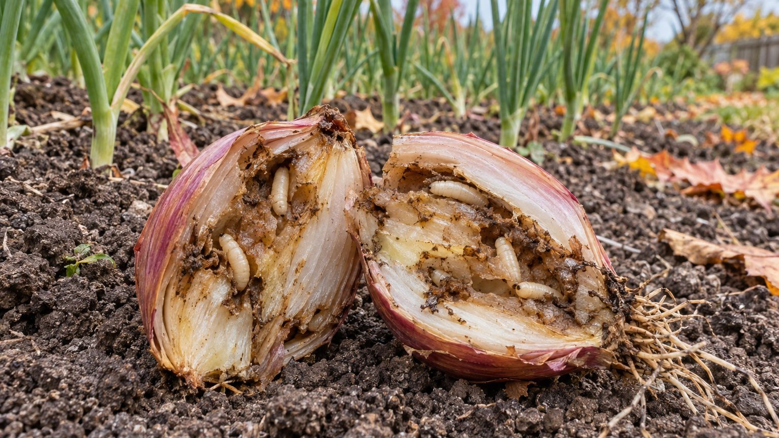 Maggots in Shallot Bulbs