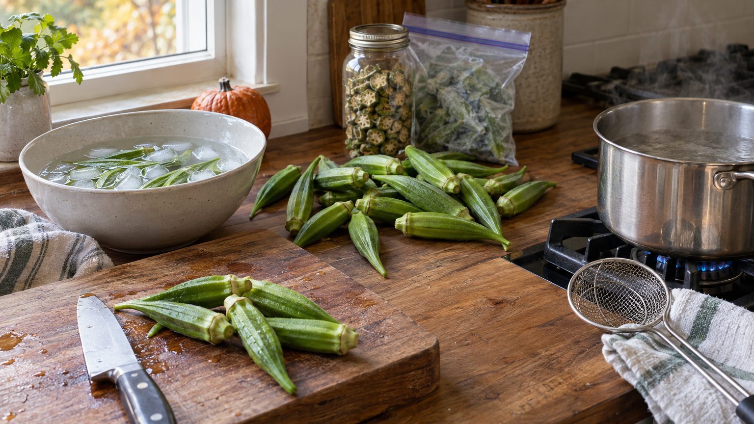 Freezing and Drying Okra