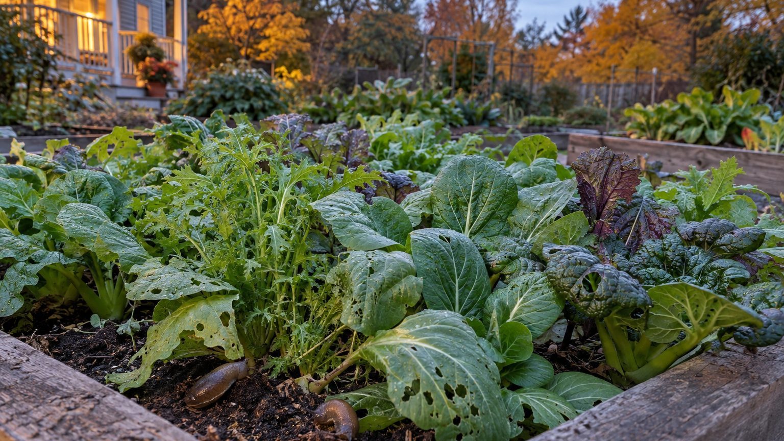 Slugs in an Autumn Greens Bed