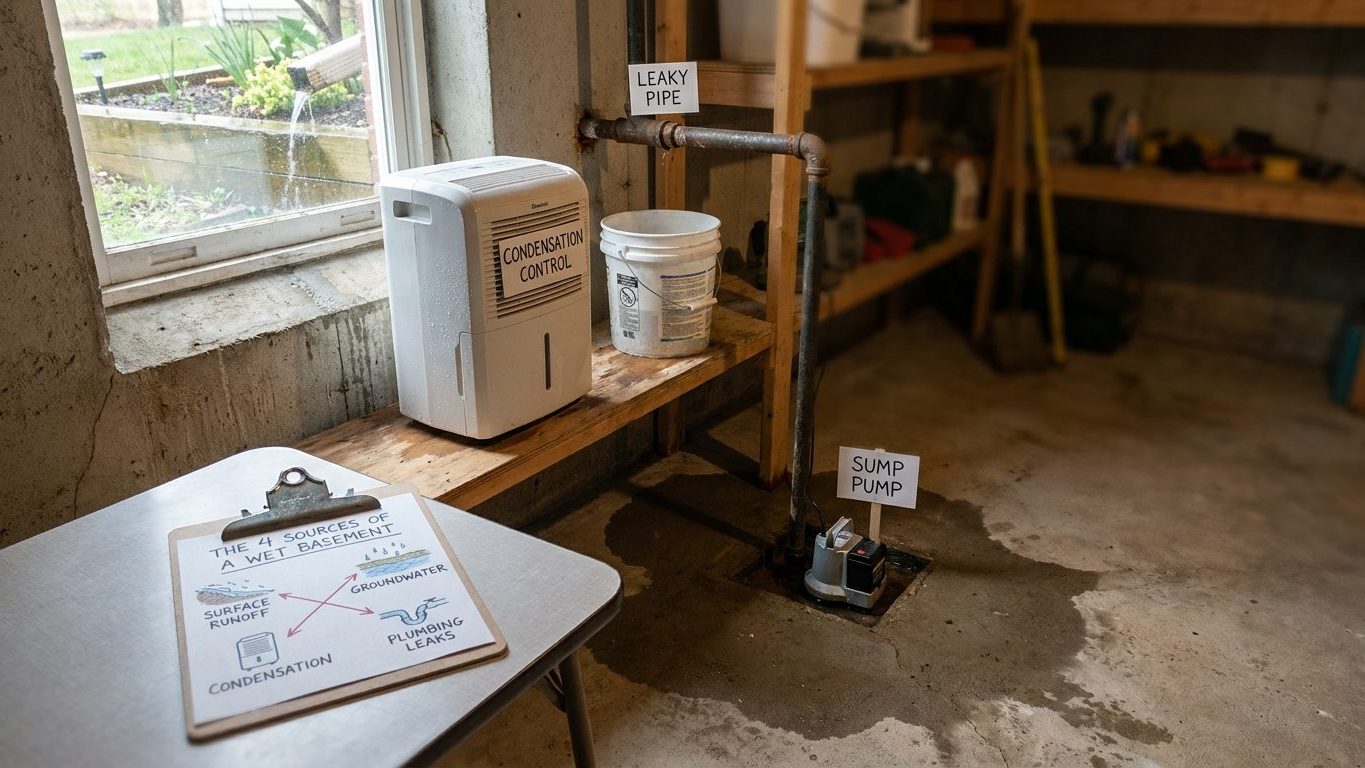 Why a Basement Is Wet: The Four Sources